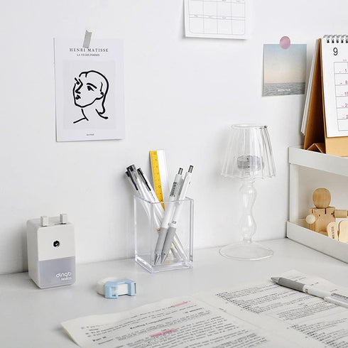 Clear Acrylic Pencil Pen Holder Cup, Clear Makeup Brush Holder, Acrylic Desk Accessories for Office