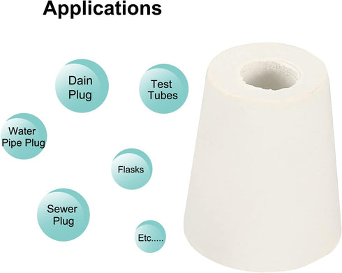 MECCANIXITY Rubber Tapered Plug, 17mm to 23mm with Hole, Test Tubes Bungs Stopper, White, 5 Pieces