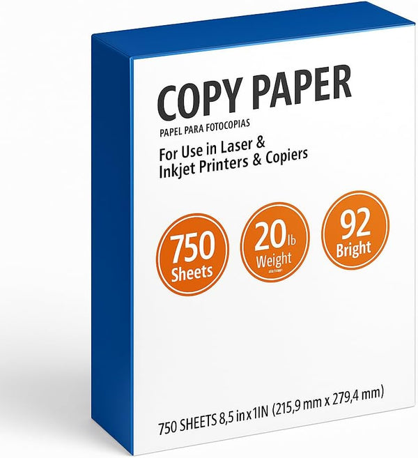 O2ktb Premium Copy Paper, 8.5" x 11", 20 lb, 92 Bright, White, Smooth