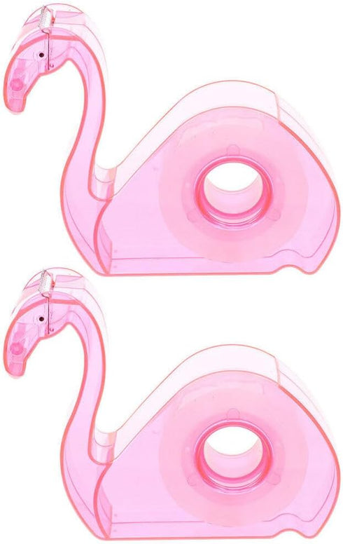 SEWACC Pink Flamingo Tape Dispenser with Clear Tape, Decorative Flamingo Shaped Washi Cutting Tool