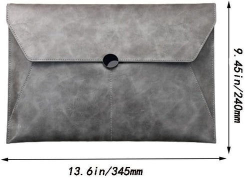 Folder Storage Bag, PU Leather File Set, Project File Bag with Sealing Button, Suitable for A4 Letter Size