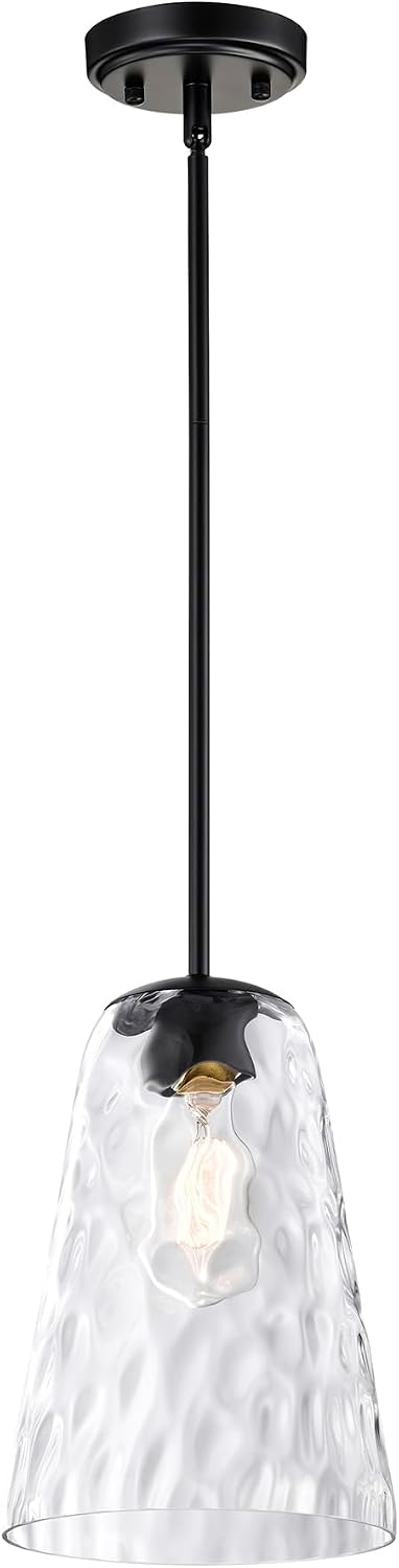 Edvivi Matte Black Pendant Light, 8 in. 1-Light Mini Hanging Light Fixture