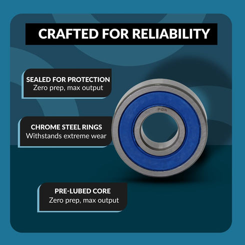 PGN (10 Pack) R6-2RS Bearing - Lubricated Chrome Steel Sealed Ball Bearing - 3/8" x 7/8" x 9/32 with Rubber Seal & High