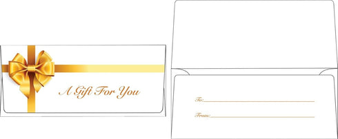 LUXPaper Currency Envelopes | 2 7/8" x 6 1/2" | A Gift To You - Gold Bow - White | 70lb. Text | 50 Qty by LUXPaper