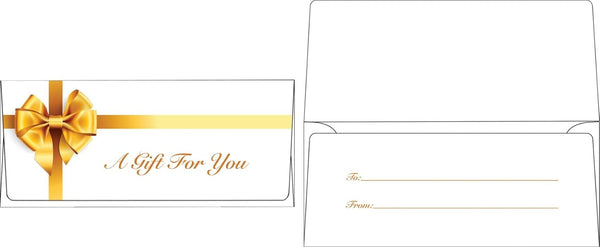 LUXPaper Currency Envelopes | 2 7/8" x 6 1/2" | A Gift To You - Gold Bow - White | 70lb. Text | 50 Qty by LUXPaper