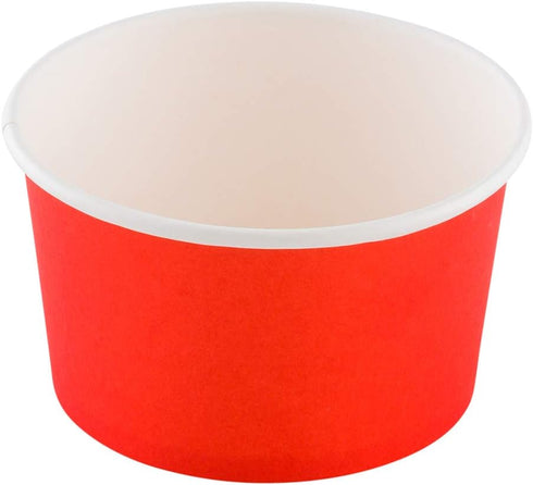 12-Ounce 50 Frozen Coppetta Dessert Cups, Disposable Ice Cream Cups - Lids Sold Separately, Sturdy, Red Paper Yogurt