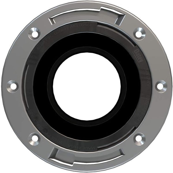 Oatey 43494 Fast Set Black ABS Stainless Steel Ring Closet Flange - 3-Inch x 4-Inch