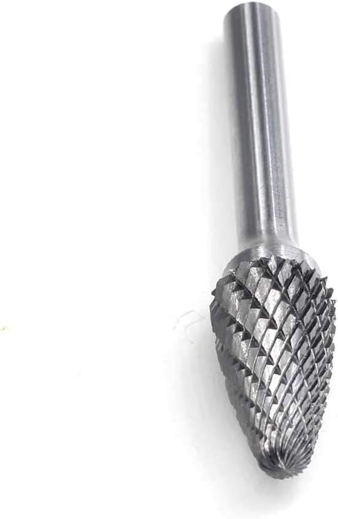 SF-5 Tungsten Carbide Burr Tree Shape Radius End Double Cut Rotary Burr File, 1/2” Cutter Dia X 1” Cutter Length