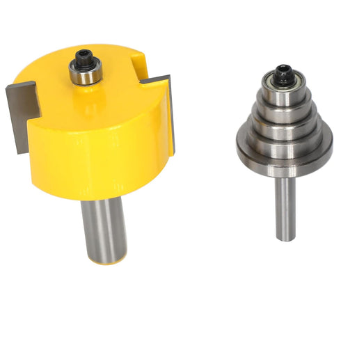 Set 6 1",Slot 3/4", 11/16", 5/8", 9/16", 1/2",3/8" Rabbet Router Bits with Interchangeable Bearings,Cutting Height