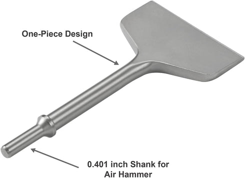 4 Inch Wide Pneumatic Chisel Bit, 0.401 Inch Shank Air Chisel Bit for Tile & Thinset Scaling, Wall and Floor Scraper