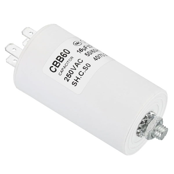 PATIKIL 16uf CBB60 Run Capacitor - AC 250V 4 Pins 50/60Hz Cylinder Bottom with M8 Screw for Washing Machine Pump Motor