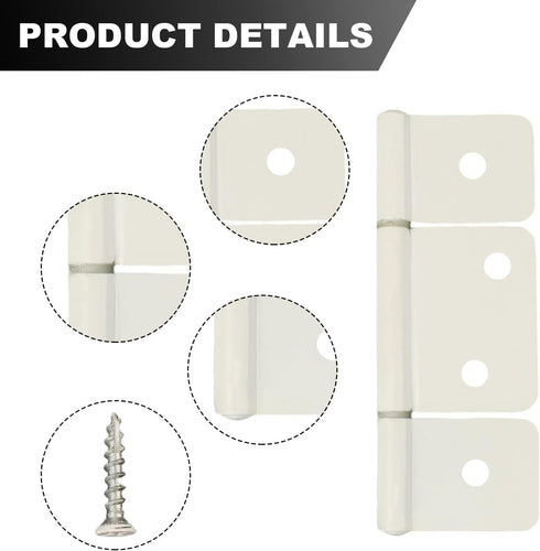 Three Leaf Non-Mortised Hinge 6 Pack, White Door Hinges with Screws for Home & Interior Furniture