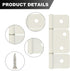 Three Leaf Non-Mortised Hinge 6 Pack, White Door Hinges with Screws for Home & Interior Furniture