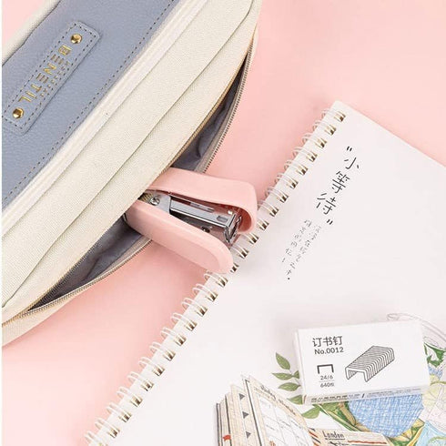 Pink Mini Stapler with Staples, Cute Small Stapler for Desk, Gift for Student or Office Use