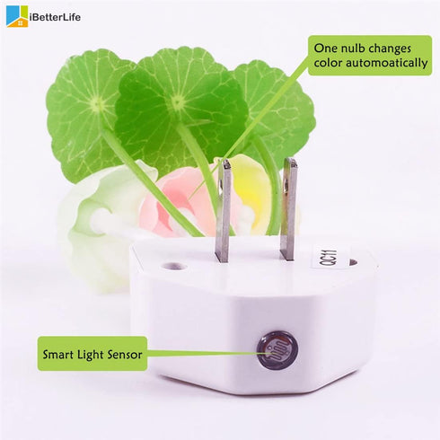 0.6W iBetterLife LED Night Light Smart Sensor Color Changing Plug-in Night Lights for Kids Adults Cute Mushroom Night