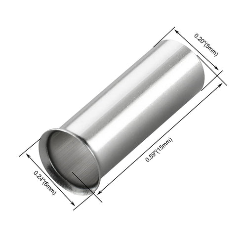 Baomain 100-Pack AWG 8/10mm² Long: 15mm Copper Crimp Connectors – Non-Insulated Ferrule Pin Terminals (EN10-15)