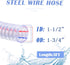 QuQuyi 1-1/2" ID x 1-3/4" OD, 3FT Steel Wire Hose PVC Vacuum Tubing with 2 Stainless Clamps