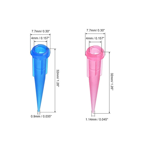 MECCANIXITY Dispenser Needle Tip Blue 22ga x 1.26" Pink 20ga x 1.26" Plastic Industrial Blunt Tip Tapered Dispensing Fill Needle for Oil Glue, Pack of 240