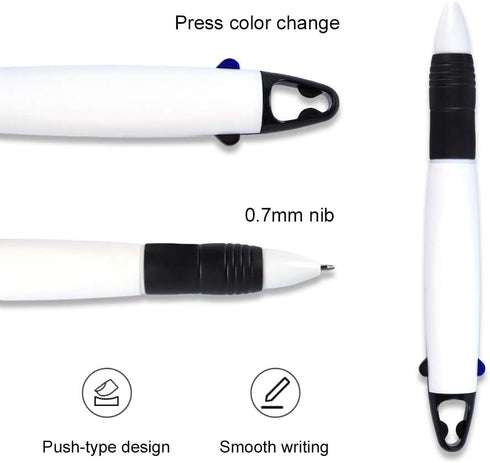 smttw 5-Pack Retractable Neck Pens with Lanyard, Dual Color Ink Ballpoint Pens for Nurses and Students