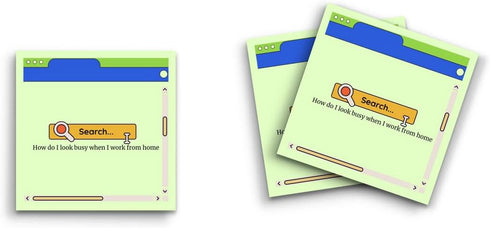 Sticky Notes 12 Pack, 3"x3", 50 Sheets/Pad, Computer Search Desktop - How Do I Look Busy When I Work from Home, Cute