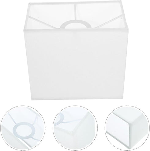 7.08X6.49X3.93 Inch Amosfun Rectangular Cloth Lampshade White Fabric Lamp Shade Replacement for Table and Floor Lamps