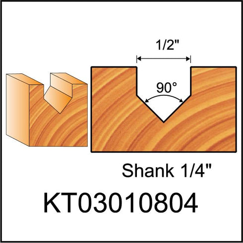 Carbide Tipped 90-Degree V-Groove Router Bit, Industrial Grade Cutting Tool for Woodworking (1/4 Inch Shank)