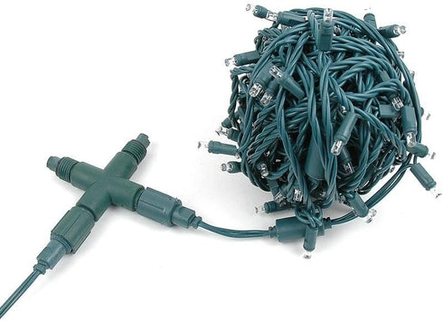 3-Way C7 Novelty Lights Coaxial String Light X-Connector, Green Weather-Tight Splitter for Coax LED Mini & Strings