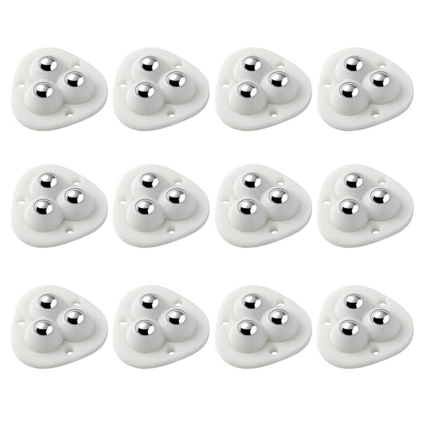 Comimark 12 pcs Household Adhesive Universal Wheel, Three-Ball Hole-Free Silent Hardware Accessories Small Pulley