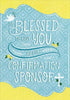 Designer Greetings Yellow with Blue Banner Confirmation Sponsor Thank You Card