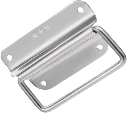 4 Inch Pull Ring Handle, Stainless Steel Foldable Boat Hatch Latch, Pack of 2