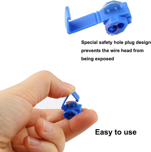 FULARR 50 Pieces Quick Splice Wire Connectors Set, Solderless Electrical Wire Crimp Branch Connector (25 Red + 25 Blue)