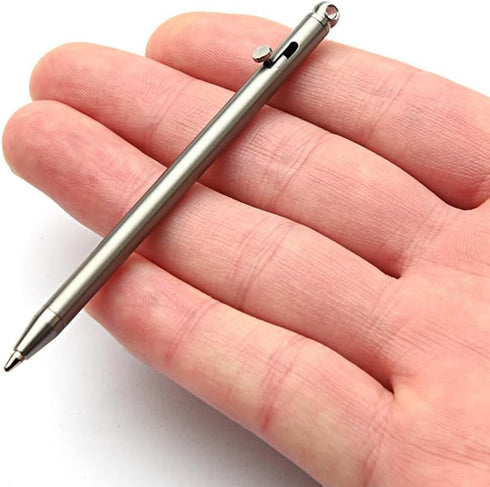 Mini Keychain Titanium Pen, Ultra Light Portable EDC Small Bolt Action Pen, Creative Signature Gadget (Titanium)