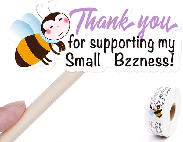 Thank You for Supporting My Small Bzzness Stickers - Handmade Small Shop Stickers, 500 Labels Per Roll