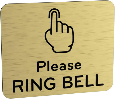 Please Ring Bell Sign - Adhesive Door Bell Sticker or Notice, SILVER/GOLD/BLACK with Universal Icon Symbol (Size 11cm x
