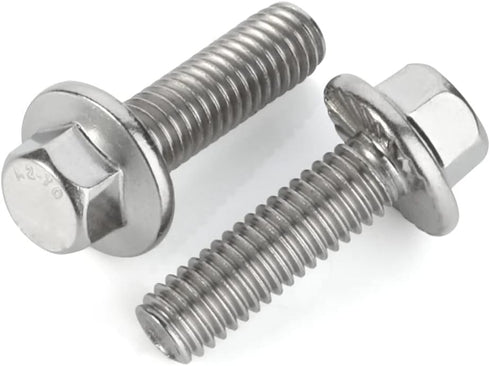 M8 x 25mm Flanged Hex Head Bolts, Stainless Steel 18-8 (304), Plain Finish, 15 PCS