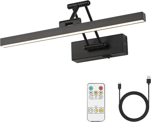Picture Light Battery Operated 15.7' Inch Long Rechargeable Wall Sconce Dimmable LED