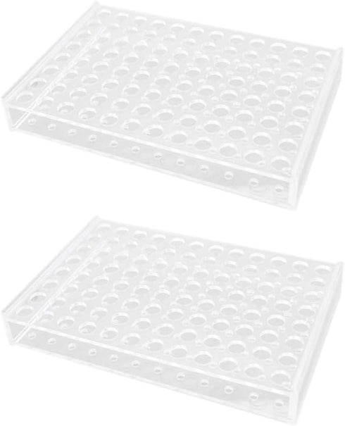Othmro 2Pcs Acrylic Test Tube Rack Holder, 11mm 96-Well Centrifuge Tube Holder, Transparent Plastic Stand for
