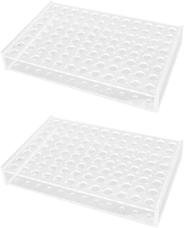 Othmro 2Pcs Acrylic Test Tube Rack Holder, 11mm 96-Well Centrifuge Tube Holder, Transparent Plastic Stand for