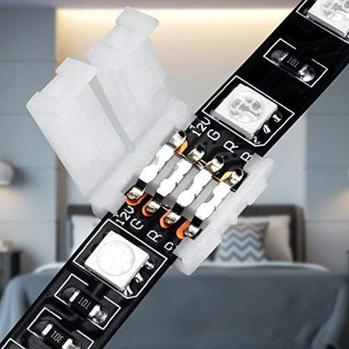10Packs 4-Pin 10mm WENHSIN RGB LED Light Strip Connectors Unwired Gapless Solderless Adapter Terminal Extension