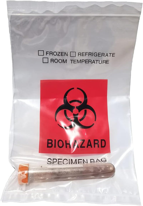 Biohazard Specimen Bags, 100pcs 6x9in with Ziplock Top and Outside Pocket Paperwork Pouch