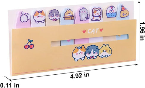 Cute Animals Plant Foods Mini Sticky Notes, 8 Styles Cartoon Flags, Self-Stick Fun Post it Notes, 120 Sheets/Pack