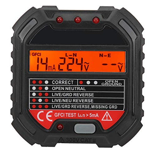 HT107B 90-250V Socket Tester, 3-Pin Outlet Tester for Voltage Leakage Test Electric Circuit Detector