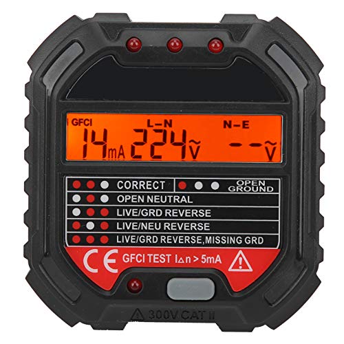 HT107B 90-250V Socket Tester, 3-Pin Outlet Tester for Voltage Leakage Test Electric Circuit Detector