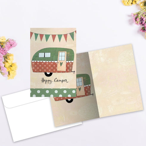 Tree-Free Greetings Happy Camper All Occasion Cards, 12 Greeting Cards + Envelopes, 4 x 6, 100% Recycled Paper, Made in