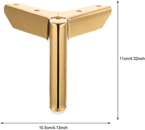 4pcs 100mm Set OUNONA Titanium Metal Furniture Support Legs, Triangle Cabinet Feet for Sofa, Dresser, Bedside Table