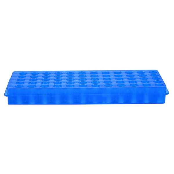 YOKIVE Double Panel Polypropylene Test Tube Rack Holder, Great for 11mm, 7.5mm Lab Test Tubes, Blue, 60-Sockets