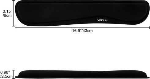 VECUU Keyboard Wrist Rest Pad with Ergonomic Raised Memory Foam for Easy Typing & Pain Relief, Anti-Slip Support (Black)