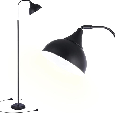 Industrial LED Floor Lamp,Black Metal Adjustable Standing Lamp for Living Room, Bedroom,
