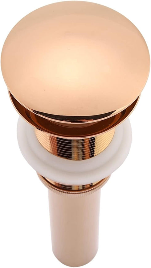 Zerodis Basin Sink Unslotted Pop Up Click Clack Sprung, Plug Drain Assembly for Bathroom Sink (Rose Gold)