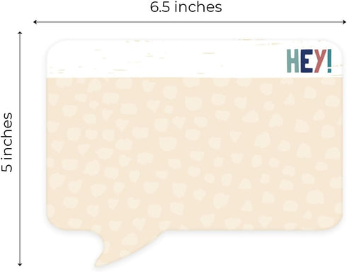 Speech Bubble Shaped Sticky Note Pad Assortment, 6.5" x 5" Modern Sticky Notes, Set of Three Multi-Color Designs, Made